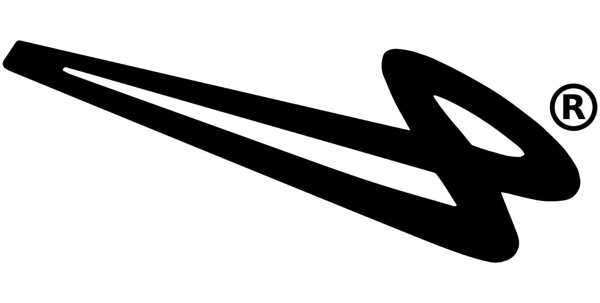 Black Lanzera Flying four logo with a stylized design on a blank background