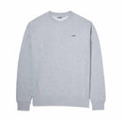 Front view of Lanzera Club Crewneck sweatshirt in Grey Heather with chest logo patch.