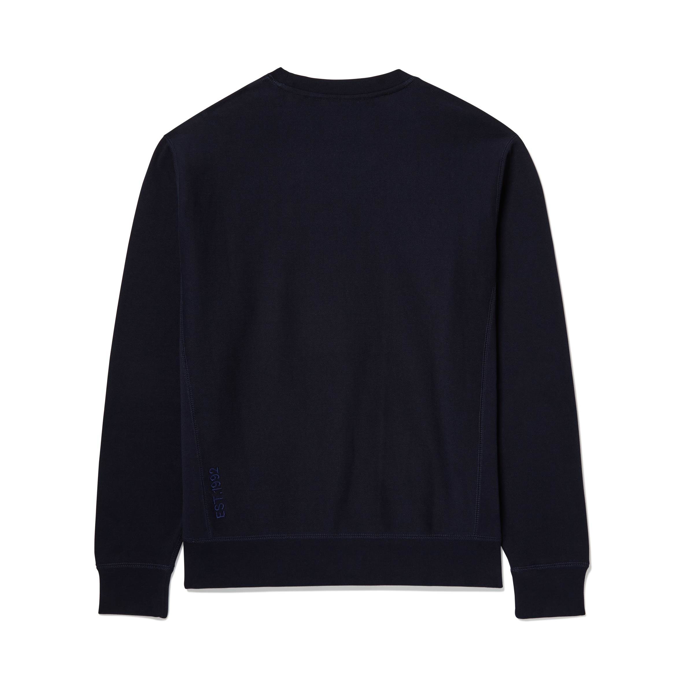 Back view of Lanzera Club Crewneck sweatshirt in Navy Clásico with ‘EST. 1992’ embroidery.