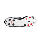 Outsole view of Lanzera Professionale soccer cleat with black and red firm ground studs.