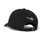 Back view of the Lanzera Club Cap in black with the Lanzera flying four logo embroidered on a white background
