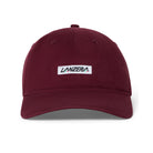 Front view of the Lanzera Club Cap in Burgundy featuring the stitched Lanzera club patch across the front.