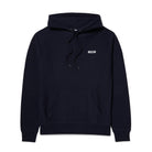 Lanzera Club Hoodie in Navy Clásico, featuring a minimalist design with an embroidered Lanzera logo, drawstring hood, kangaroo pocket, and ribbed cuffs for a timeless football-inspired look.