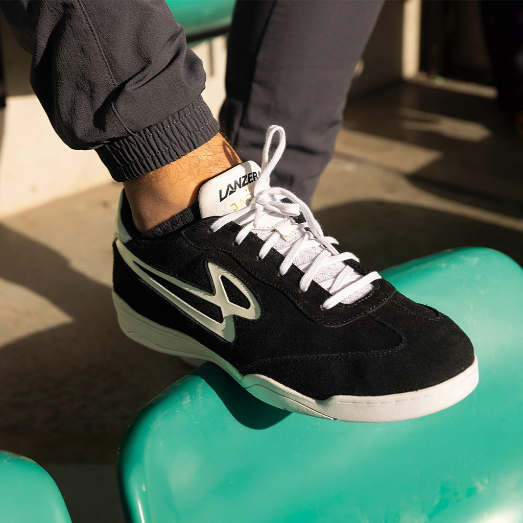 Lanzera Jackal Black | Suede Indoor Football Sneakers with Street