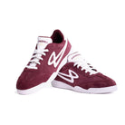 Pair of Lanzera Jackal Burgundy suede leather sneakers displayed together on a white background, highlighting the rich color and white logo contrast.