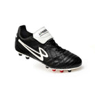 Angled front view of the Lanzera Professionale firm ground soccer cleat, showing the fold-over tongue and black K-leather upper.