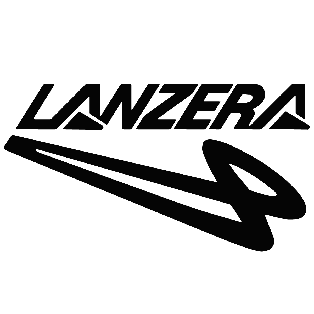 Lanzera full logo featuring the Lanzera wordmark with the Flying 4 emblem beneath it. Displayed on the homepage, this logo represents premium football footwear and apparel rooted in tradition and innovation.